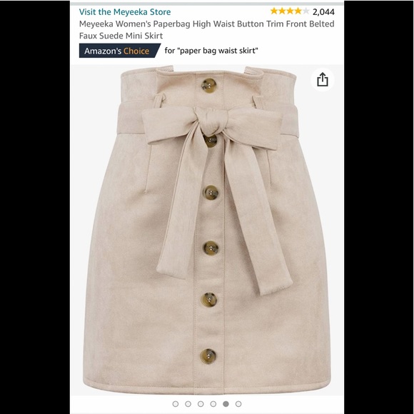 Cute Khaki Belted Miniskirt Size XL New in Bag - Picture 5 of 16